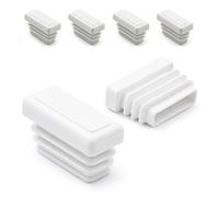 ajile - Lot De 4 Bouchons Pied de Chaise 20x10mm - Bouchons à Lamelles Plastique Blanc À Insérer dans Tube Carré/Rectangulaire - Finition Propre, Anti-Rayure et Anti-Bruit - Mobilier Maison & Pro
