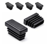 ajile - Lot De 4 Bouchons Pied de Chaise 20x10mm - Bouchons à Lamelles Plastique Noir À Insérer dans Tube Carré/Rectangulaire - Finition Propre, Anti-Rayure et Anti-Bruit - Mobilier Maison & Pro
