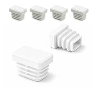 Ajile - Lot De 4 Bouchons Pied de Chaise 20x15mm - Bouchons à Lamelles Plastique Blanc À Insérer dans Tube Carré/Rectangulaire - Finition Propre, Anti-Rayure et Anti-Bruit - Mobilier Maison & Pro