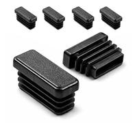 ajile - Lot De 4 Bouchons Pied de Chaise 25x10mm - Bouchons à Lamelles Plastique Noir À Insérer dans Tube Carré/Rectangulaire - Finition Propre, Anti-Rayure et Anti-Bruit - Mobilier Maison & Pro
