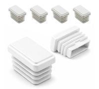 Ajile - Lot De 4 Bouchons Pied de Chaise 25x15mm - Bouchons à Lamelles Plastique Blanc À Insérer dans Tube Carré/Rectangulaire - Finition Propre, Anti-Rayure et Anti-Bruit - Mobilier Maison & Pro