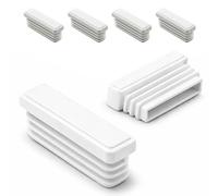 ajile - Lot De 4 Bouchons Pied de Chaise 30x10mm - Bouchons à Lamelles Plastique Blanc À Insérer dans Tube Carré/Rectangulaire - Finition Propre, Anti-Rayure et Anti-Bruit - Mobilier Maison & Pro