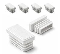Ajile - Lot De 4 Bouchons Pied de Chaise 30x15mm - Bouchons à Lamelles Plastique Blanc À Insérer dans Tube Carré/Rectangulaire - Finition Propre, Anti-Rayure et Anti-Bruit - Mobilier Maison & Pro
