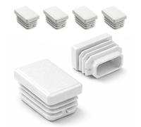 Ajile - Lot De 4 Bouchons Pied de Chaise 30x20mm - Bouchons à Lamelles Plastique Blanc À Insérer dans Tube Carré/Rectangulaire - Finition Propre, Anti-Rayure et Anti-Bruit - Mobilier Maison & Pro