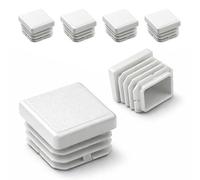 ajile - Lot De 4 Bouchons Pied de Chaise 30x25mm - Bouchons à Lamelles Plastique Blanc À Insérer dans Tube Carré/Rectangulaire - Finition Propre, Anti-Rayure et Anti-Bruit - Mobilier Maison & Pro