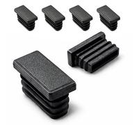 ajile - Lot De 4 Bouchons Pied de Chaise 35x15mm - Bouchons à Lamelles Plastique Noir À Insérer dans Tube Carré/Rectangulaire - Finition Propre, Anti-Rayure et Anti-Bruit - Mobilier Maison & Pro