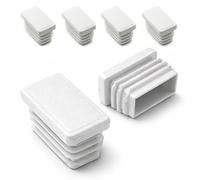 ajile - Lot De 4 Bouchons Pied de Chaise 35x20mm - Bouchons à Lamelles Plastique Blanc À Insérer dans Tube Carré/Rectangulaire - Finition Propre, Anti-Rayure et Anti-Bruit - Mobilier Maison & Pro