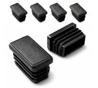 ajile - Lot De 4 Bouchons Pied de Chaise 35x20mm - Bouchons à Lamelles Plastique Noir À Insérer dans Tube Carré/Rectangulaire - Finition Propre, Anti-Rayure et Anti-Bruit - Mobilier Maison & Pro