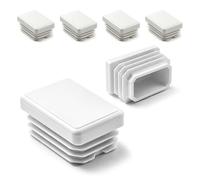 ajile - Lot De 4 Bouchons Pied de Chaise 40x27mm - Bouchons à Lamelles Plastique Blanc À Insérer dans Tube Carré/Rectangulaire - Finition Propre, Anti-Rayure et Anti-Bruit - Mobilier Maison & Pro