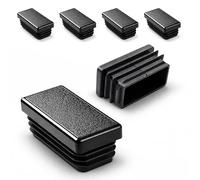 ajile - Lot De 4 Bouchons Pied de Chaise 45x25mm - Bouchons à Lamelles Plastique Noir À Insérer dans Tube Carré/Rectangulaire - Finition Propre, Anti-Rayure et Anti-Bruit - Mobilier Maison & Pro