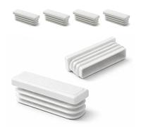 ajile - Lot De 4 Bouchons Pied de Chaise 50x15mm - Bouchons à Lamelles Plastique Blanc À Insérer dans Tube Carré/Rectangulaire - Finition Propre, Anti-Rayure et Anti-Bruit - Mobilier Maison & Pro