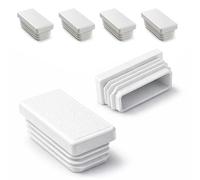 Ajile - Lot De 4 Bouchons Pied de Chaise 50x25mm - Bouchons à Lamelles Plastique Blanc À Insérer dans Tube Carré/Rectangulaire - Finition Propre, Anti-Rayure et Anti-Bruit - Mobilier Maison & Pro