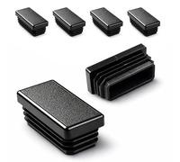 ajile - Lot De 4 Bouchons Pied de Chaise 50x25mm - Bouchons à Lamelles Plastique Noir À Insérer dans Tube Carré/Rectangulaire - Finition Propre, Anti-Rayure et Anti-Bruit - Mobilier Maison & Pro