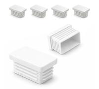 ajile - Lot De 4 Bouchons Pied de Chaise 50x30mm - Bouchons à Lamelles Plastique Blanc À Insérer dans Tube Carré/Rectangulaire - Finition Propre, Anti-Rayure et Anti-Bruit - Mobilier Maison & Pro
