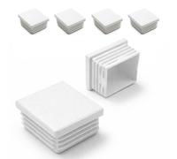 Ajile - Lot De 4 Bouchons Pied de Chaise 50x40mm - Bouchons à Lamelles Plastique Blanc À Insérer dans Tube Carré/Rectangulaire - Finition Propre, Anti-Rayure et Anti-Bruit - Mobilier Maison & Pro