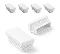 ajile - Lot De 4 Bouchons Pied de Chaise 60x30mm - Bouchons à Lamelles Plastique Blanc À Insérer dans Tube Carré/Rectangulaire - Finition Propre, Anti-Rayure et Anti-Bruit - Mobilier Maison & Pro