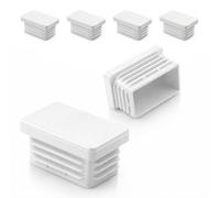 ajile - Lot De 4 Bouchons Pied de Chaise 60x40mm - Bouchons à Lamelles Plastique Blanc À Insérer dans Tube Carré/Rectangulaire - Finition Propre, Anti-Rayure et Anti-Bruit - Mobilier Maison & Pro