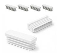ajile - Lot De 4 Bouchons Pied de Chaise 70x20mm - Bouchons à Lamelles Plastique Blanc À Insérer dans Tube Carré/Rectangulaire - Finition Propre, Anti-Rayure et Anti-Bruit - Mobilier Maison & Pro