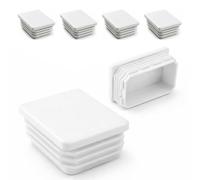 ajile - Lot De 4 Bouchons Pied de Chaise 70x50mm - Bouchons à Lamelles Plastique Blanc À Insérer dans Tube Carré/Rectangulaire - Finition Propre, Anti-Rayure et Anti-Bruit - Mobilier Maison & Pro