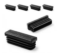 ajile - Lot De 4 Bouchons Pied de Chaise 80x20mm - Bouchons à Lamelles Plastique Noir À Insérer dans Tube Carré/Rectangulaire - Finition Propre, Anti-Rayure et Anti-Bruit - Mobilier Maison & Pro