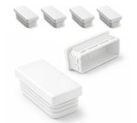 Ajile - Lot De 4 Bouchons Pied de Chaise 80x40mm - Bouchons à Lamelles Plastique Blanc À Insérer dans Tube Carré/Rectangulaire - Finition Propre, Anti-Rayure et Anti-Bruit - Mobilier Maison & Pro