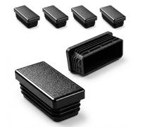 Ajile - Lot De 4 Bouchons Pied de Chaise 80x40mm - Bouchons à Lamelles Plastique Noir À Insérer dans Tube Carré/Rectangulaire - Finition Propre, Anti-Rayure et Anti-Bruit - Mobilier Maison & Pro