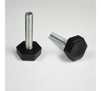 ajile - Pied Hexagonal Réglable Ajustable Base Plastique Clef de 19 mm - Vis Métal Diamètre 6 mm (M6) Longueur 30 mm - Sachet de 8 pièces - PRH630x8-FBA