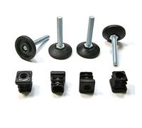 ajile Pied Vérin Fileté Réglable Ajustable pour Mise à Niveau M8 Longueur 50 mm avec Embout Taraudé pour Tube Carré 20x20 mm Plastique Noir - 4 pièces - PXC120x4-FBA
