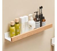 AJINGELA Étagère murale flottante en métal pour salle de bain, étagère murale décorative avec bords en bois massif, économie d'espace, antirouille extra forte (50 cm)