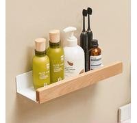 AJINGELA Étagère murale flottante en métal pour salle de bain, étagère murale décorative avec bords en bois massif, économie d'espace, antirouille extra forte (30 cm)