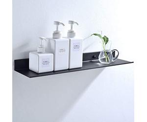 AJINGELA Étagères murales flottantes en métal avec rebord, étagère de salle de bain noire à fixation murale, rangement mural économisant l'espace, antirouille, extra solides, étagères flottantes
