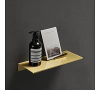 AJINGELA Lot de 2 étagères murales flottantes en métal doré pour salle de bain, gain de place, antirouille, capacité de charge extra forte (30 cm)