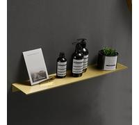 AJINGELA Lot de 2 étagères murales flottantes en métal doré pour salle de bain, gain de place, antirouille, capacité de charge extra forte (60 cm)