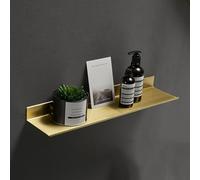 AJINGELA Lot de 2 étagères murales flottantes en métal doré pour salle de bain, gain de place, antirouille extra forte capacité de charge (50 cm)