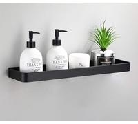 AJINGELA Support de stockage flottant mural en métal, Noir Étagère de salle de bain Fixation murale Étagère de baignoire Gain de place Résistant à la rouille Extra fort Support de stockage flottant