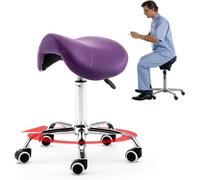 AJKNCVPEA Fauteuil pivotant de Type « Selle » pour Cabinet Dentaire, | Fauteuil releveur réglable, tabouret de salon à roulettes de 18 7/8« à 23 5/8 », pour salon de beauté ou bureau(Purple)