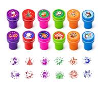 AJNZAU 12 Pièces Tampon Enfant Noël, Set De Tampons Auto-Encreurs Avec 12 Motifs Cartoon, Idéal Pour Calendriers De L'Avent, Sachets Cadeaux Et Fêtes