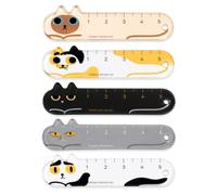 AJNZAU 5 Pièces Regle Legami, Mini Règle 5Cm En 5 Designs De Patte De Chat, Idéale Pour Enfants, Étudiants, Bureau, Pour Mesurer, Souligner Et Dessiner