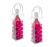 AJTUTUS Lot de 2 pochettes isothermes double face en gel pour vin et liqueur Transparent, Rouge