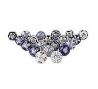 Ajuny Lot de 20 Boutons en Céramique Bleu et Blanc, Peints à la Main - Boutons & Poignées pour Tiroirs, Portes de Placard, Armoires, Commodes & Cuisine - Finition Brillante, Filetage M4