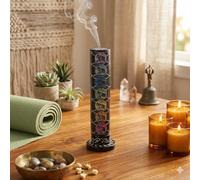 Ajuny Sculptée Éléphant Pierre Ollaire Tour Brûle-Encens Support 26,5 cm | Décoratif Noir Marbre Bougie Porte-Bougie Chauffe-Plat Pour La Maison Le Bureau Le Parfum Le Yoga Spa Relaxation Méditation