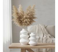 Ajuny Vases en Céramique pour Décoration Blanc Design Bouteille Lot De 2