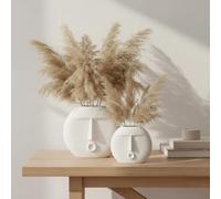 Ajuny Vases en Céramique pour Décoration Table Blanc Design Visage Lot De 2