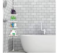 AJW-Etagères de Douche télescopique sans perçage Servite-étagère en Inoxydable pour Douche 4 paniers 254-304 cm Coin (plateau [383]