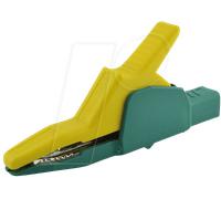 AK 2 B 2540 I GG - Pince crocodile de sécurité de 4 mm, jusqu'à 30 mm, jaune/verte