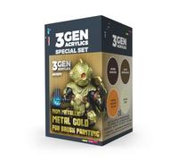 AK Acrylics 3Gen WARGAME SET AK1077 NON METALLIC METAL GOLD (W B) (4x17ml)