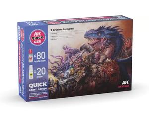 Ak Interactive Quick Gen - Quick Paint Set (Set 100 Refs (80 Quick Gen + 20 Acrylic) + 3 Brush)