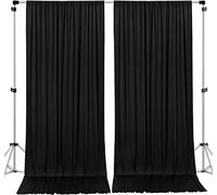 AK TRADING CO. Rideaux de Fond en Polyester IFR avec Passe-Tringle - 3 x 3 m - pour cérémonie de Mariage, fête, décoration de fenêtre - Noir