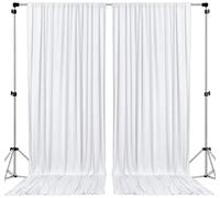 AK Trading CO. Rideaux pour Toile de Fond en Polyester Ignifuge avec Passe-Tringle, Parfaits pour fenêtre, comme décoration de cérémonie de Mariage, de fête, 3 x 3 m, Blanc