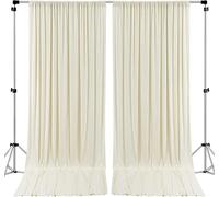 AK Trading CO. Rideaux pour Toile de Fond en Polyester Ignifuge avec Passe-Tringle, Parfaits pour fenêtre, comme décoration de cérémonie de Mariage, de fête, 3 x 3 m, Ivoire